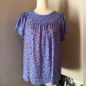 NWOT Floral Blue Blouse